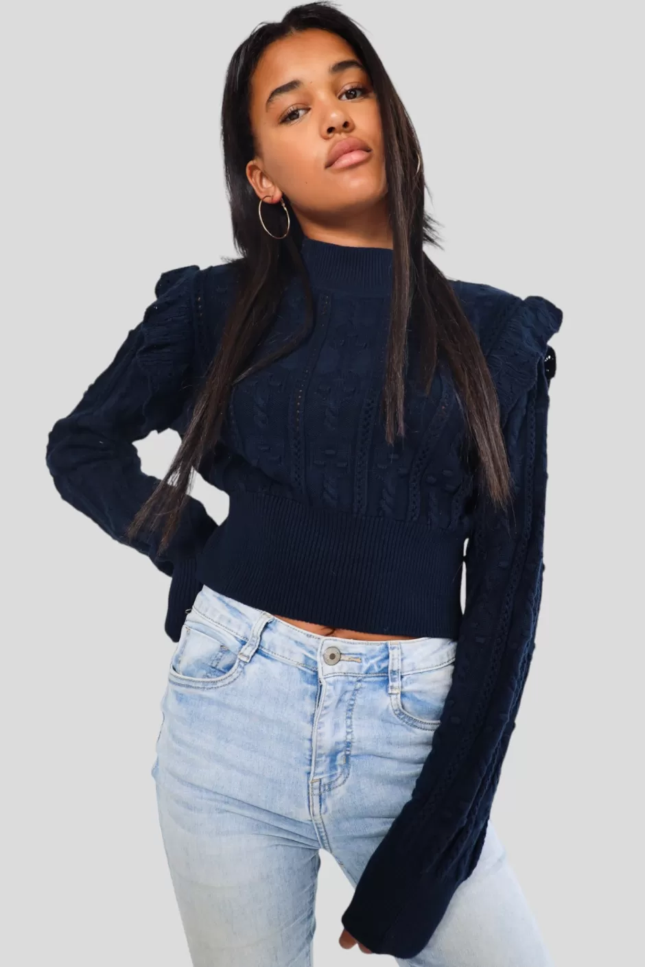 Online Meet Me There Broderie Sweater Navy