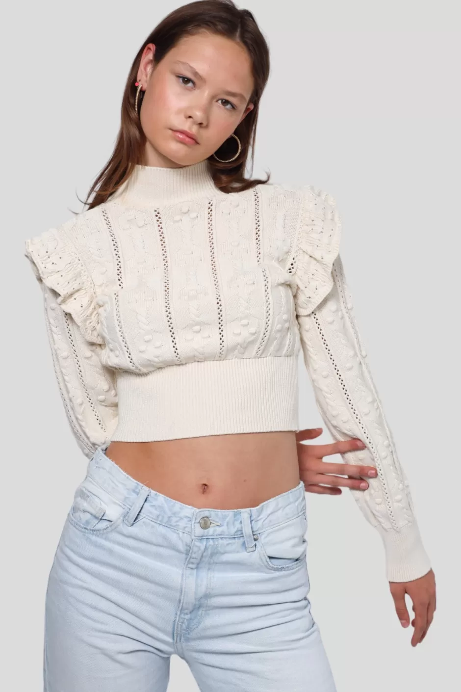 Cheap Meet Me There Broderie Sweater White