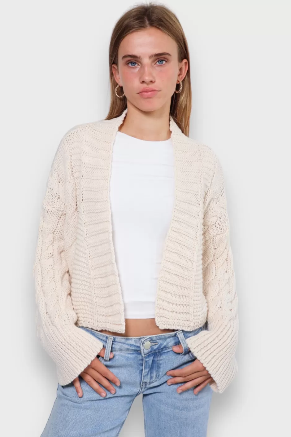 Flash Sale Meet Me There Cable Knit Cardigan White