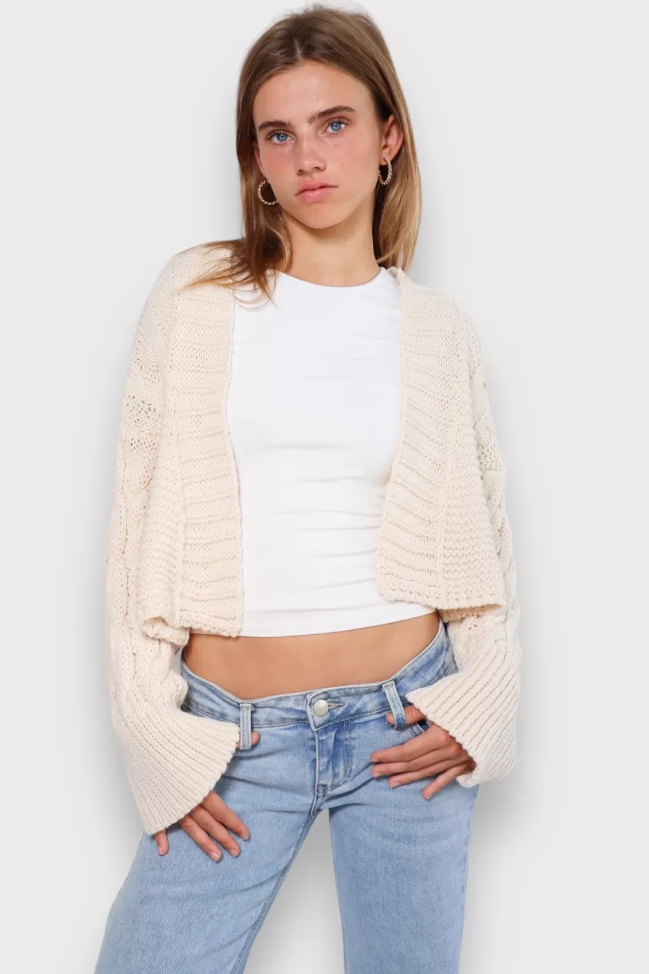 Flash Sale Meet Me There Cable Knit Cardigan White