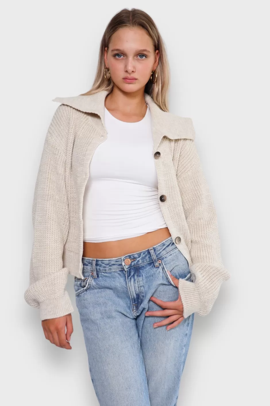 Online Meet Me There Cardigan Beige