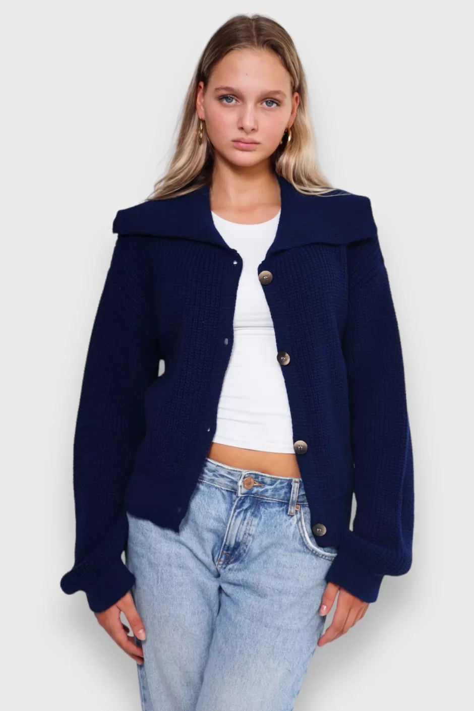 Cheap Meet Me There Cardigan Navy