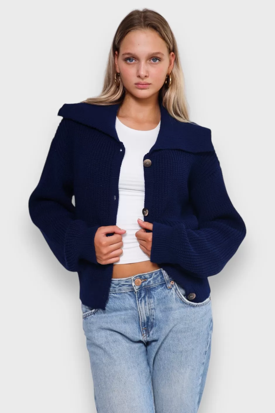 Cheap Meet Me There Cardigan Navy