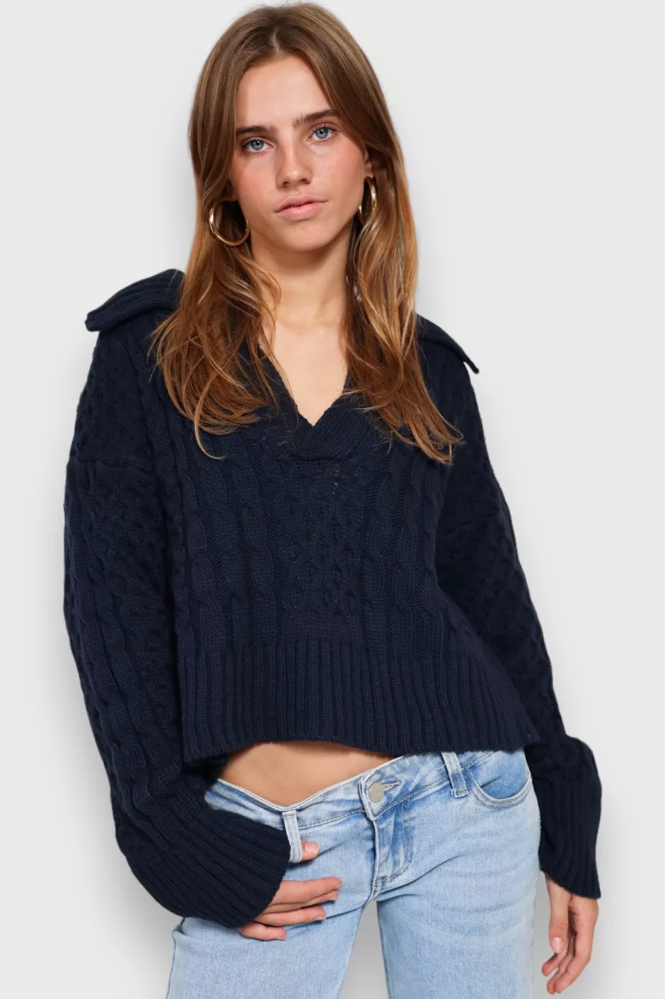 Best Meet Me There Chunky Knit Navy