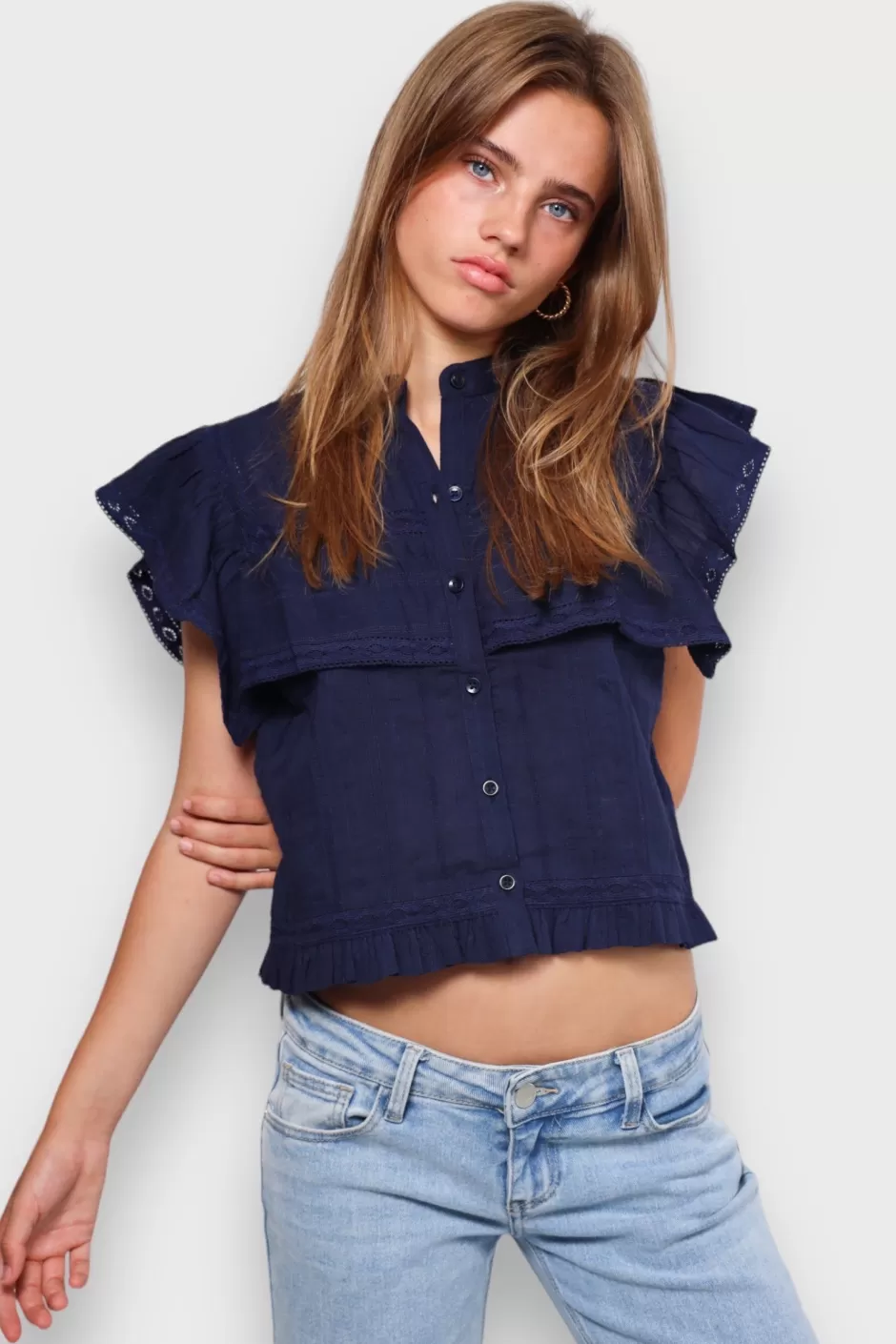 Cheap Meet Me There Darling Blouse Navy