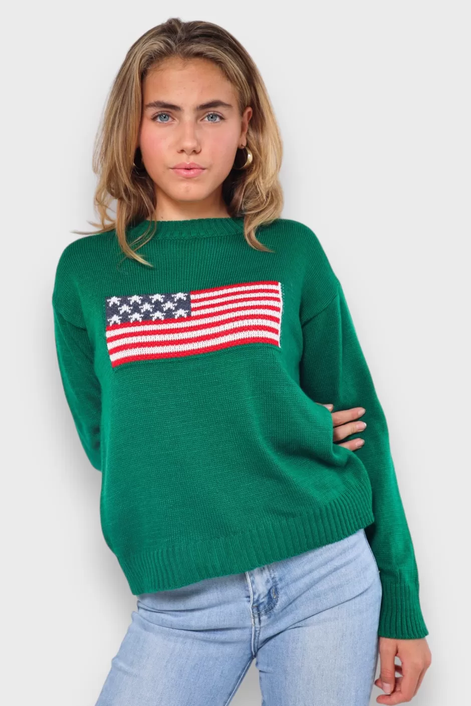 Best Sale Meet Me There Flag Sweater Green