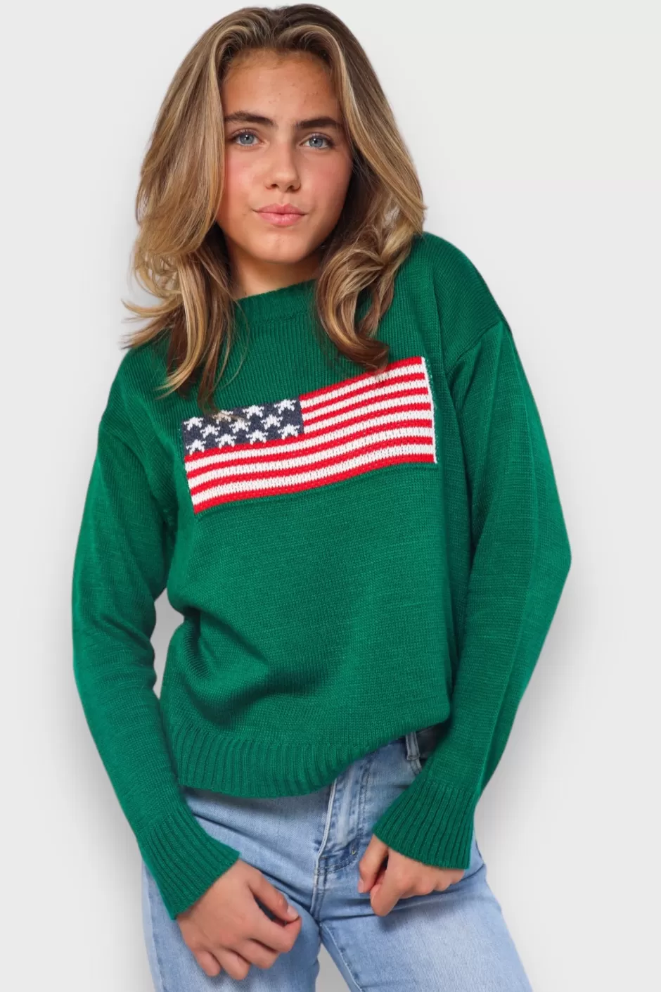 Best Sale Meet Me There Flag Sweater Green