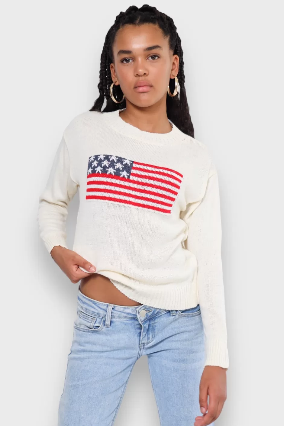 Best Meet Me There Flag Sweater White