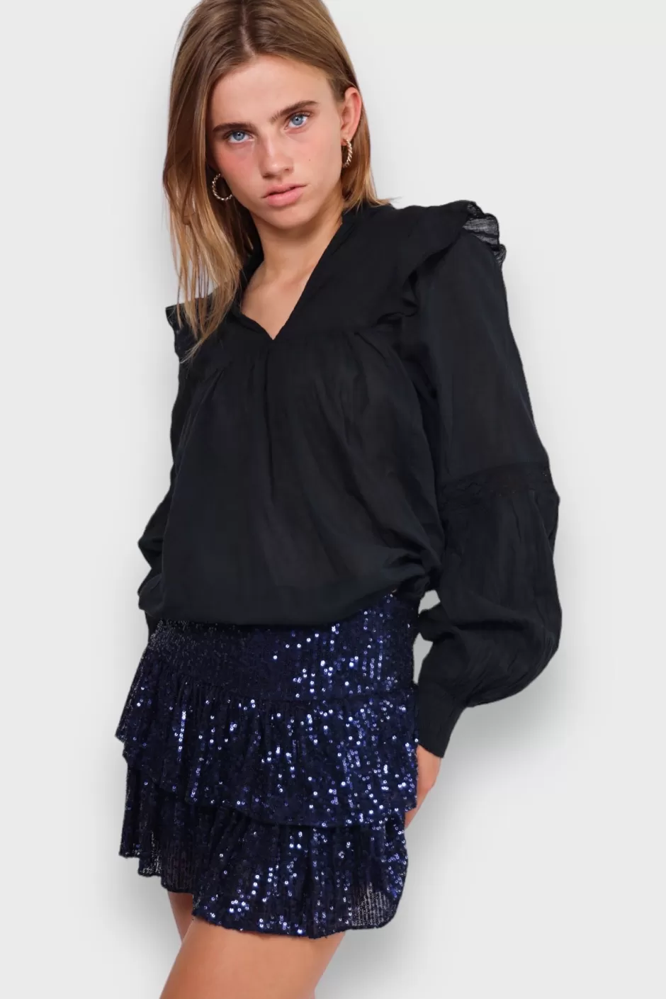 Cheap Meet Me There Glam Skirt Navy