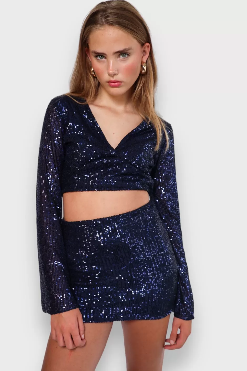 Cheap Meet Me There Glimmer Skirt Navy