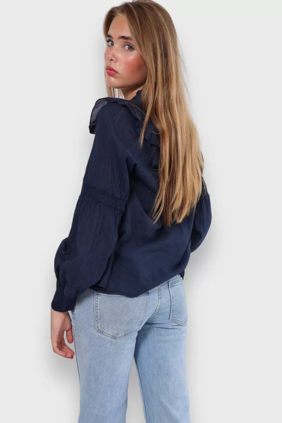 Discount Meet Me There Glory Blouse Navy