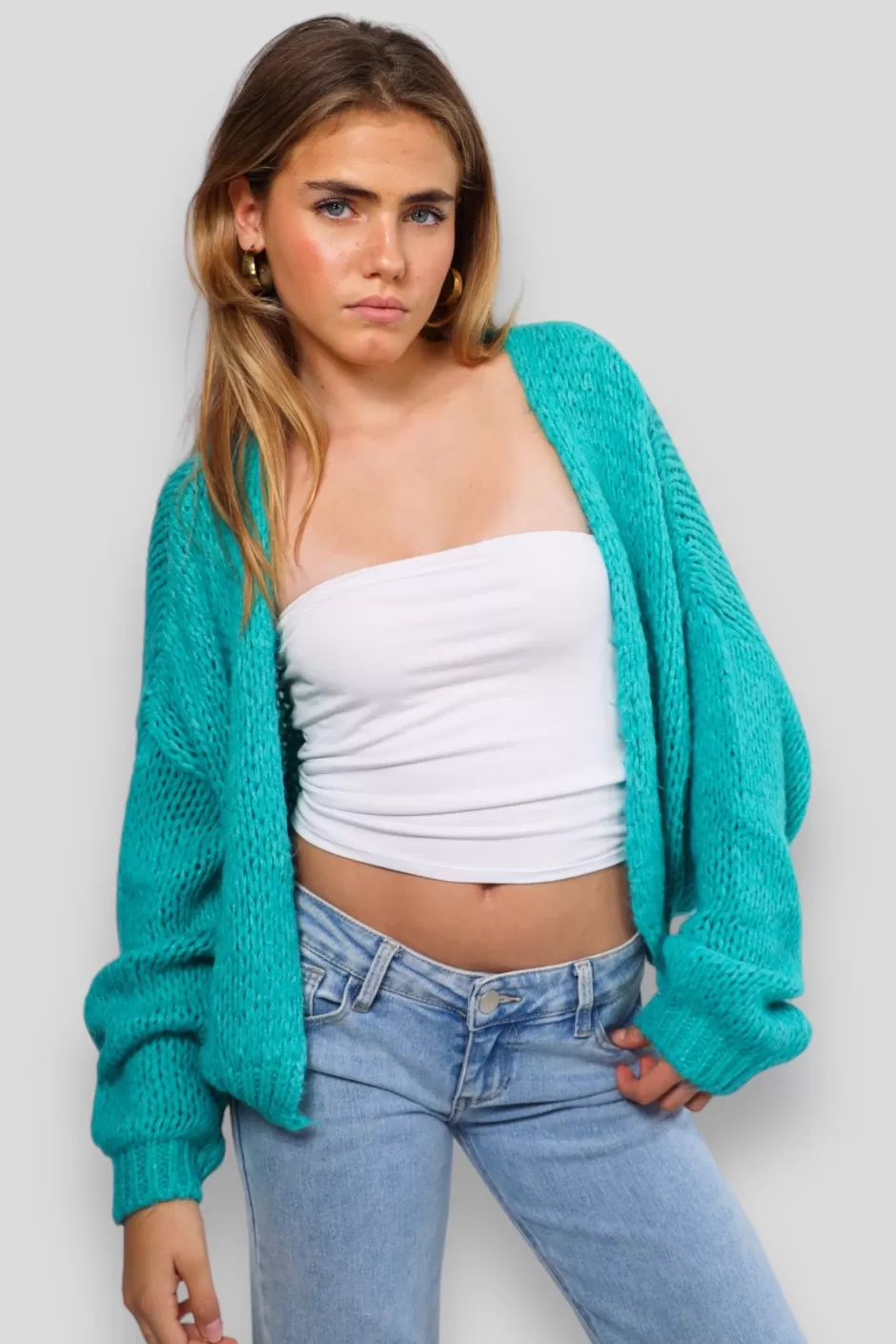 Store Meet Me There Keep Me Warm Cardigan Turquoise