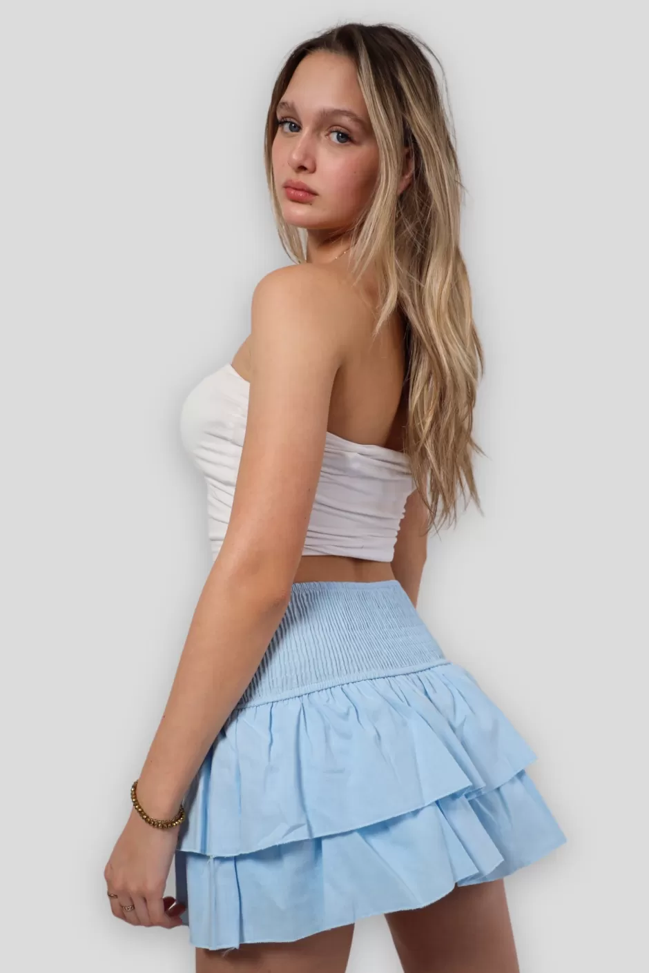 Shop Meet Me There Linen Skirt Blue