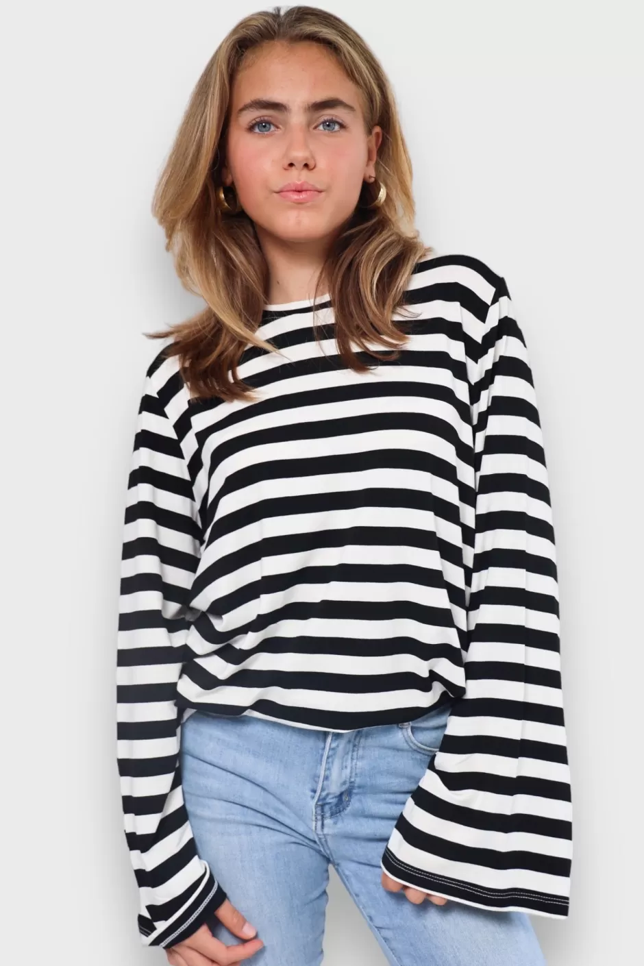 Flash Sale Meet Me There Long Sleeve Striped Black