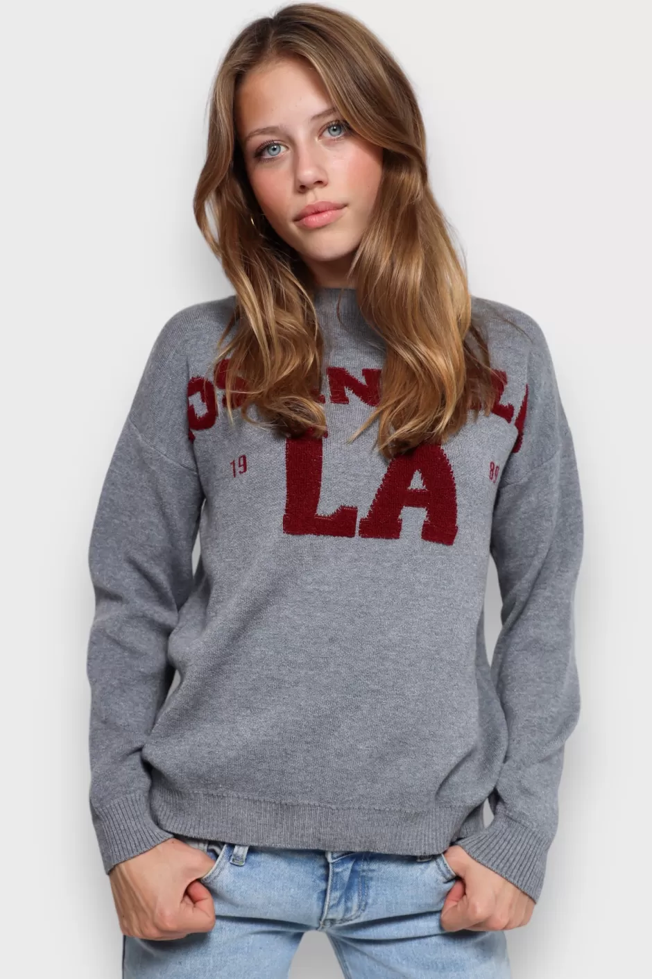 Sale Meet Me There Los Angeles Sweater Gray