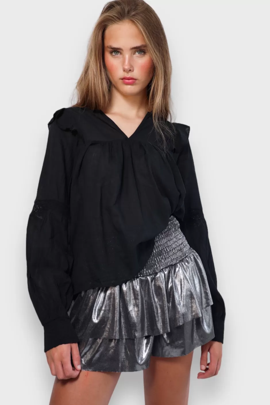 Shop Meet Me There Metallic Skirt Silver