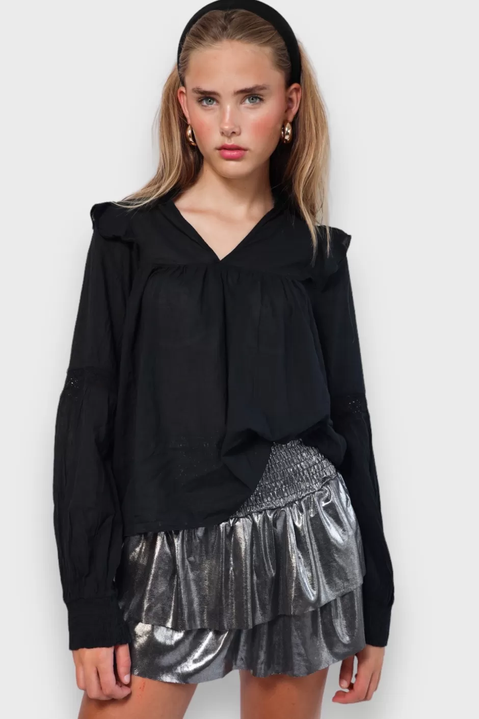 Shop Meet Me There Metallic Skirt Silver