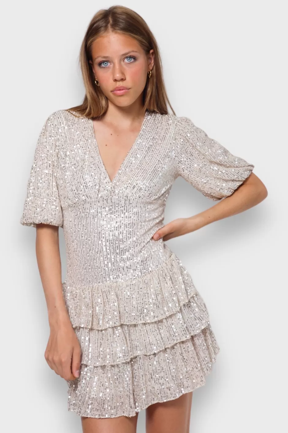 Online Meet Me There Miami Glitter Dress Champagne