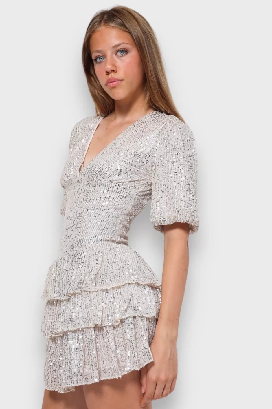 Online Meet Me There Miami Glitter Dress Champagne