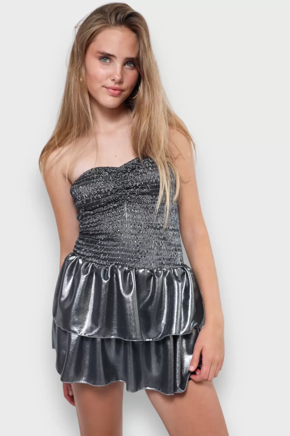 Cheap Meet Me There Night Out Shiny Dress Silver