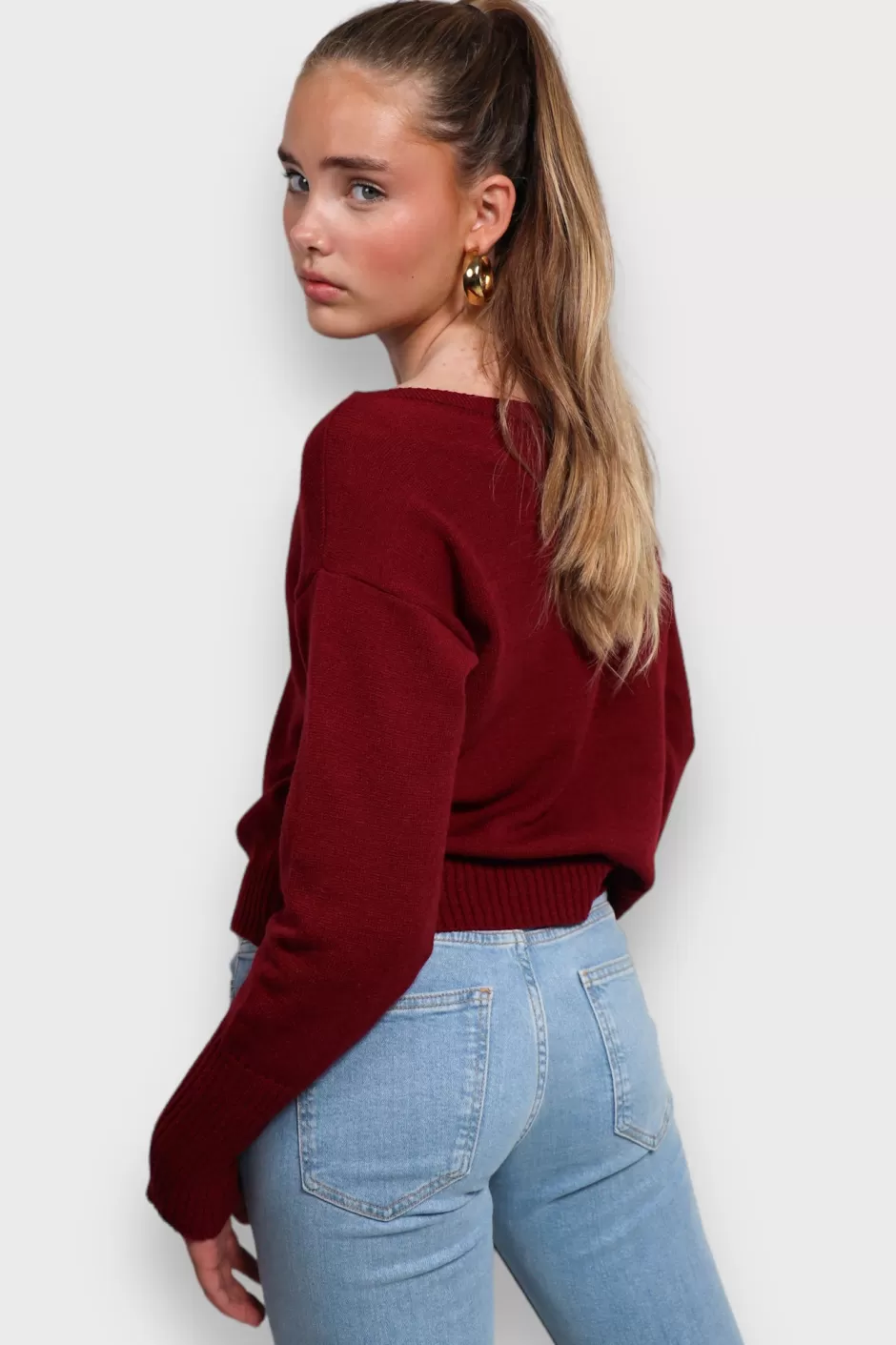 New Meet Me There One Shoulder Sweater Red