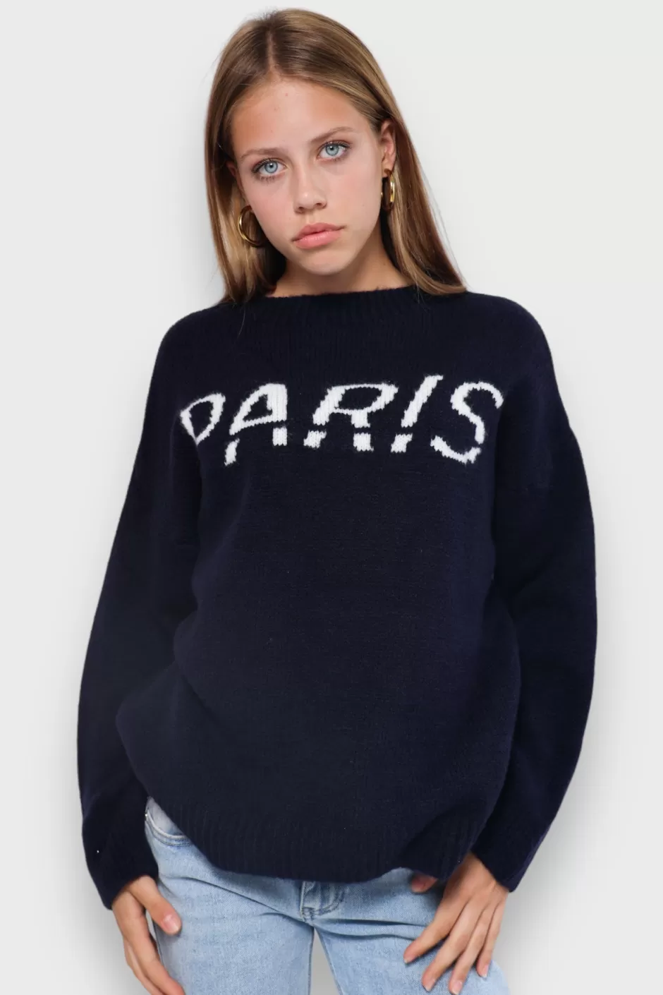 Hot Meet Me There Paris Sweater Navy