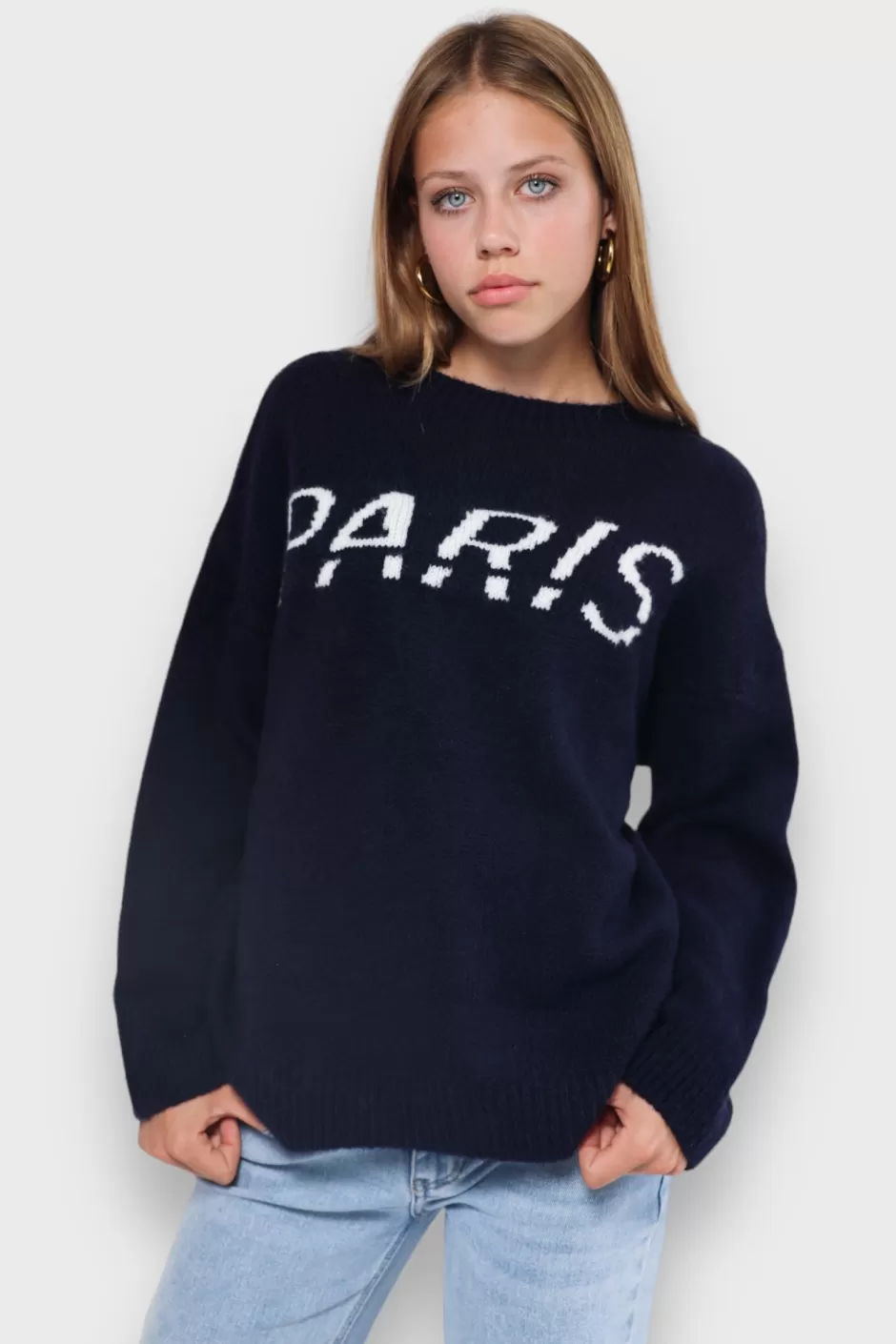 Hot Meet Me There Paris Sweater Navy