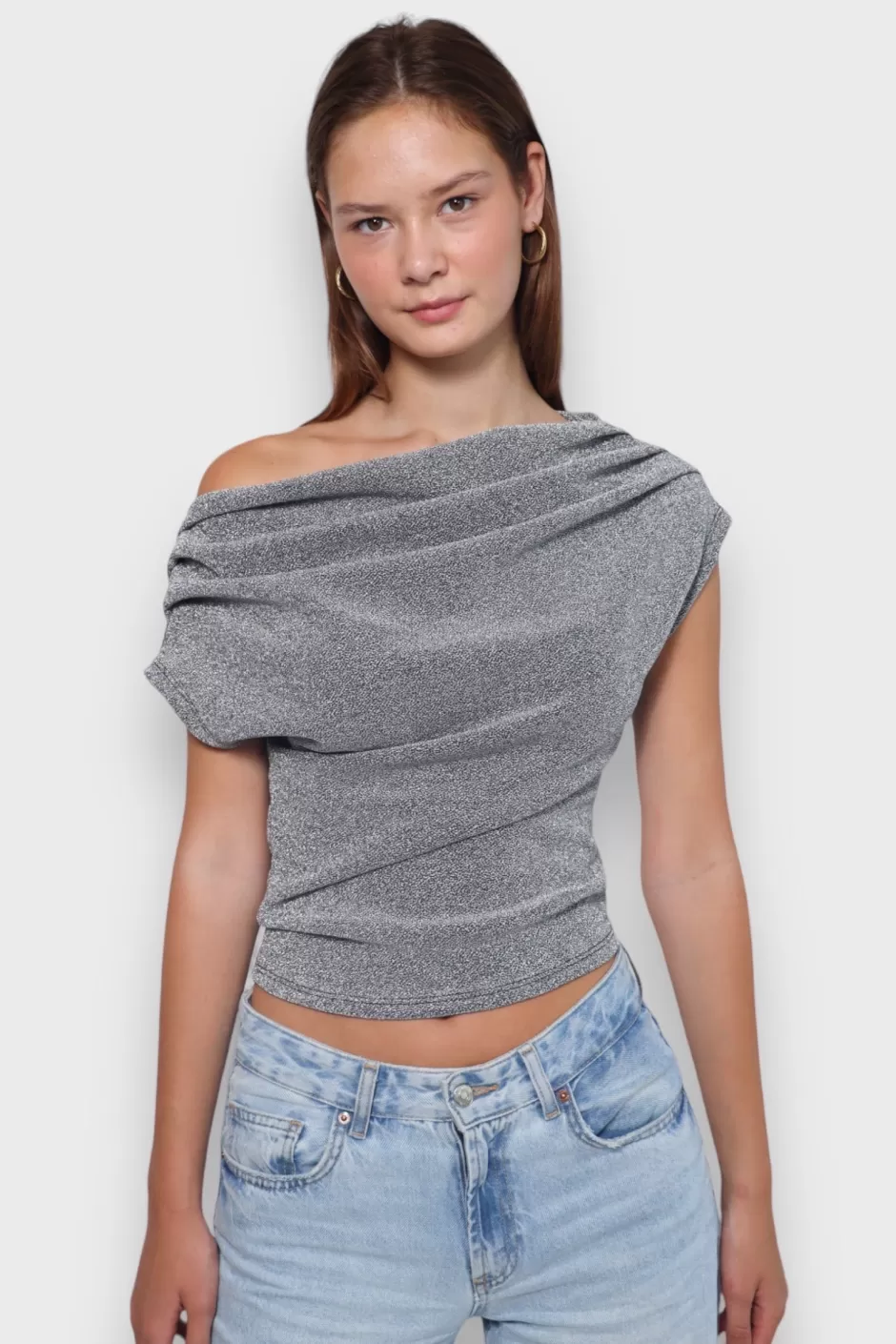 Fashion Meet Me There Shimmer Top Silver