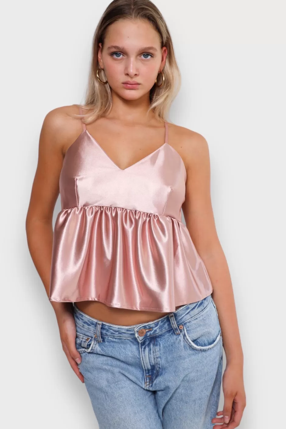 Flash Sale Meet Me There Silk Peplum Top Pink