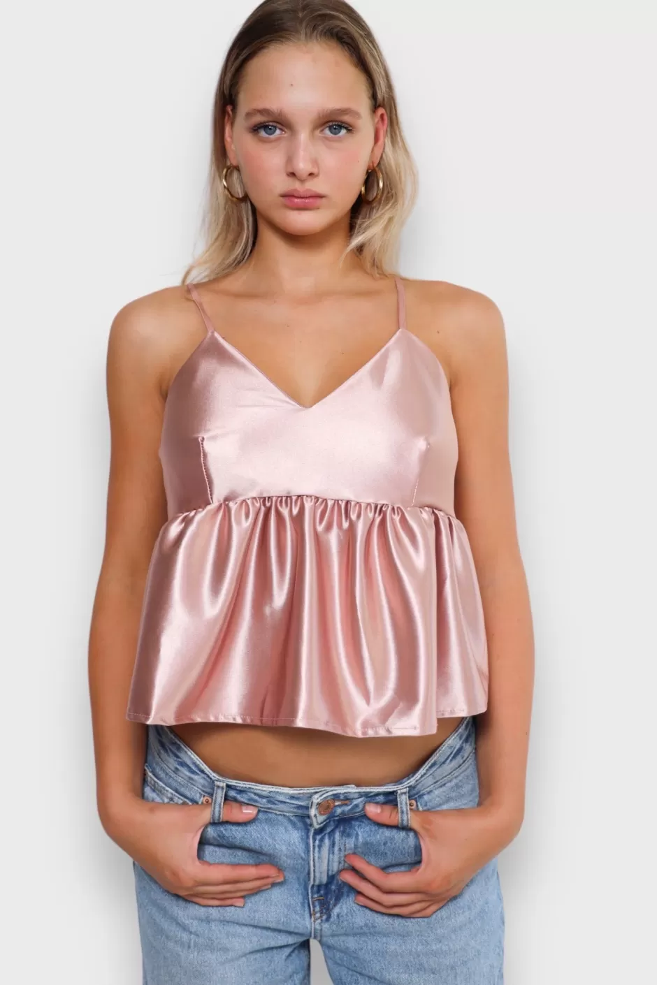 Flash Sale Meet Me There Silk Peplum Top Pink