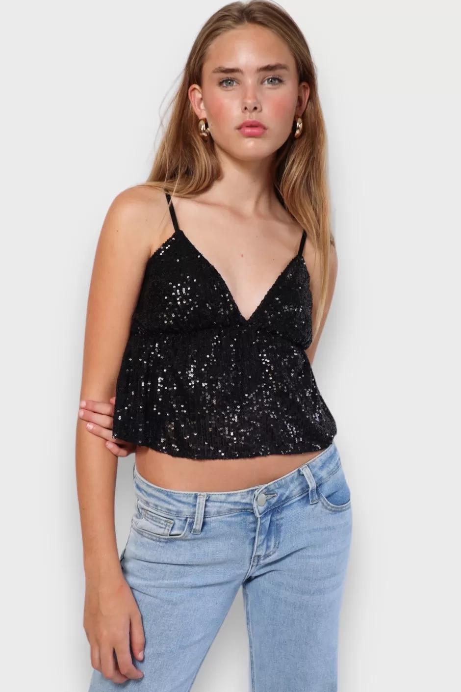 Discount Meet Me There Sparkle Top Black