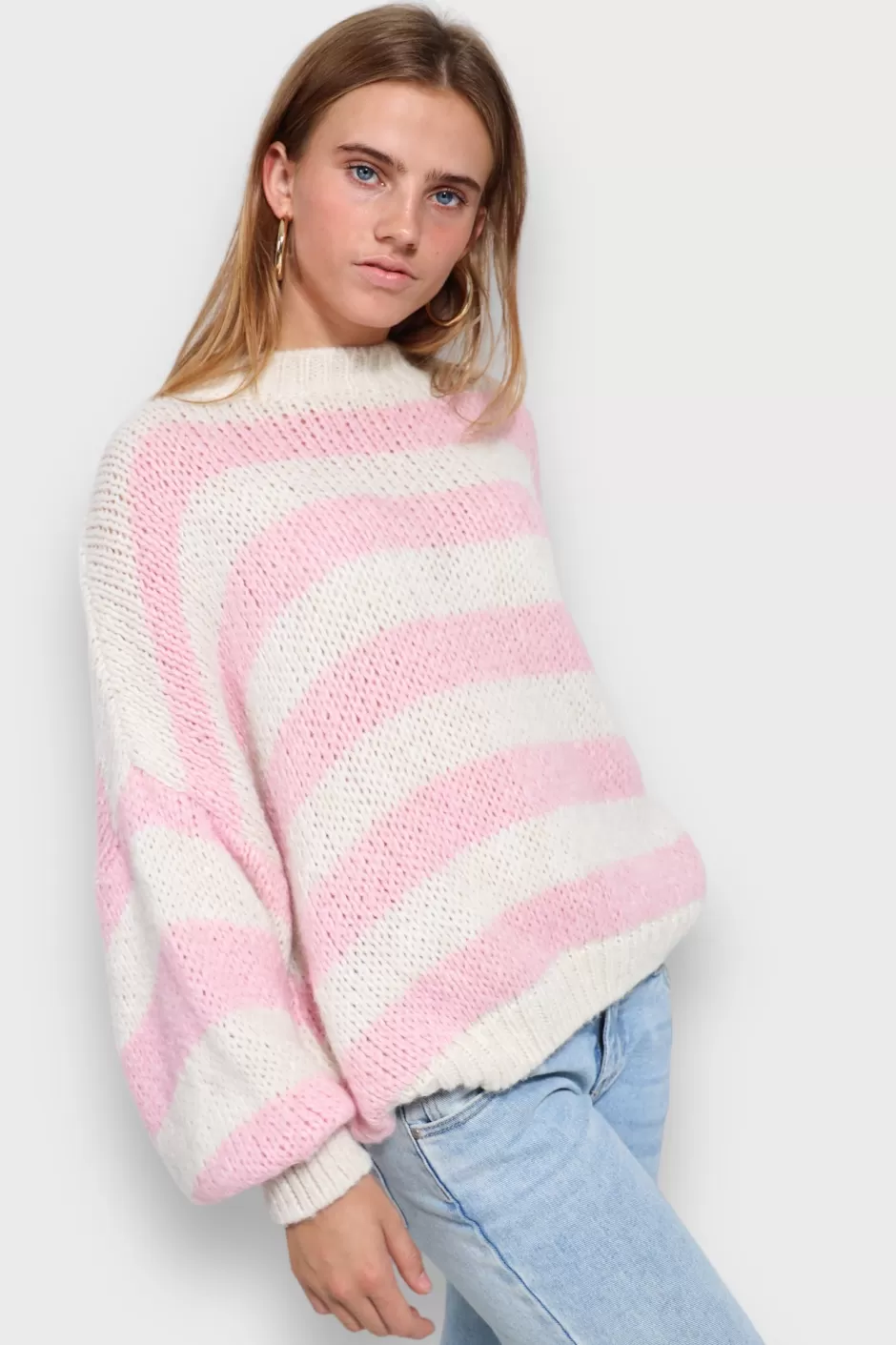 Online Meet Me There Striped Sweater Baby Pink