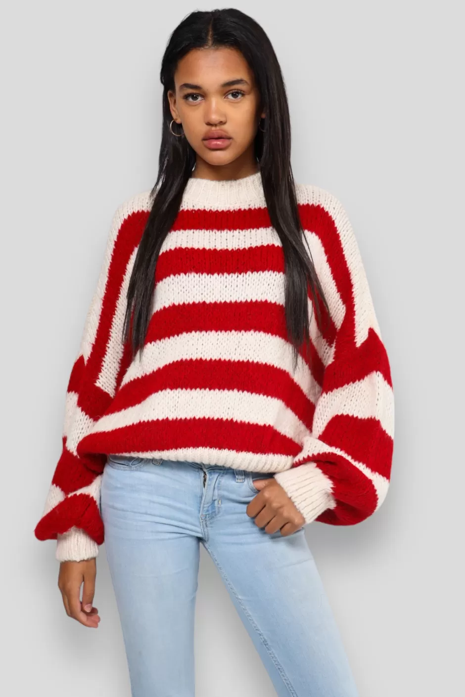 Online Meet Me There Striped Sweater Red