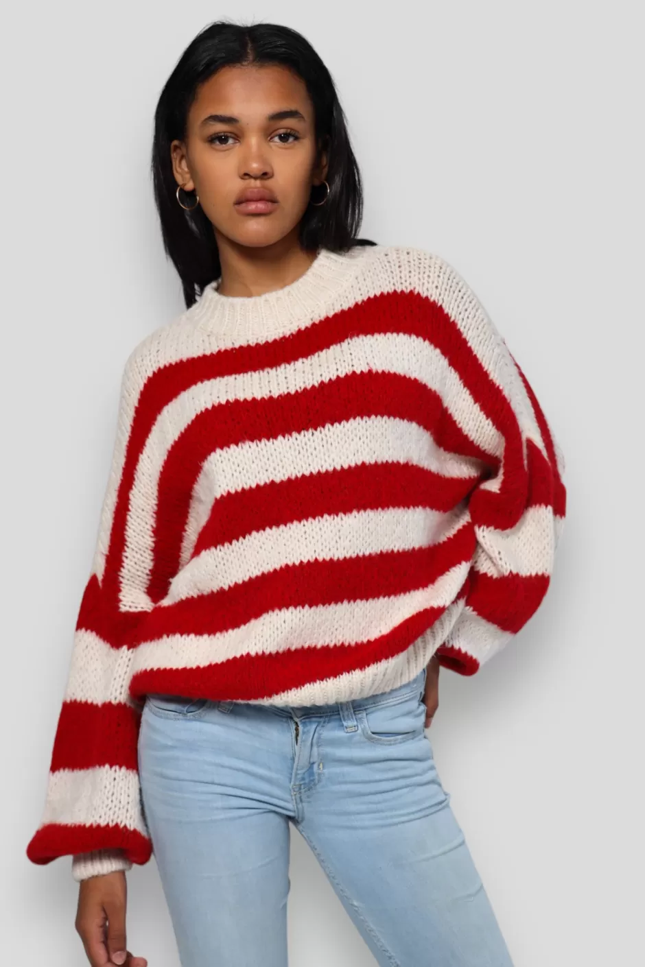 Online Meet Me There Striped Sweater Red