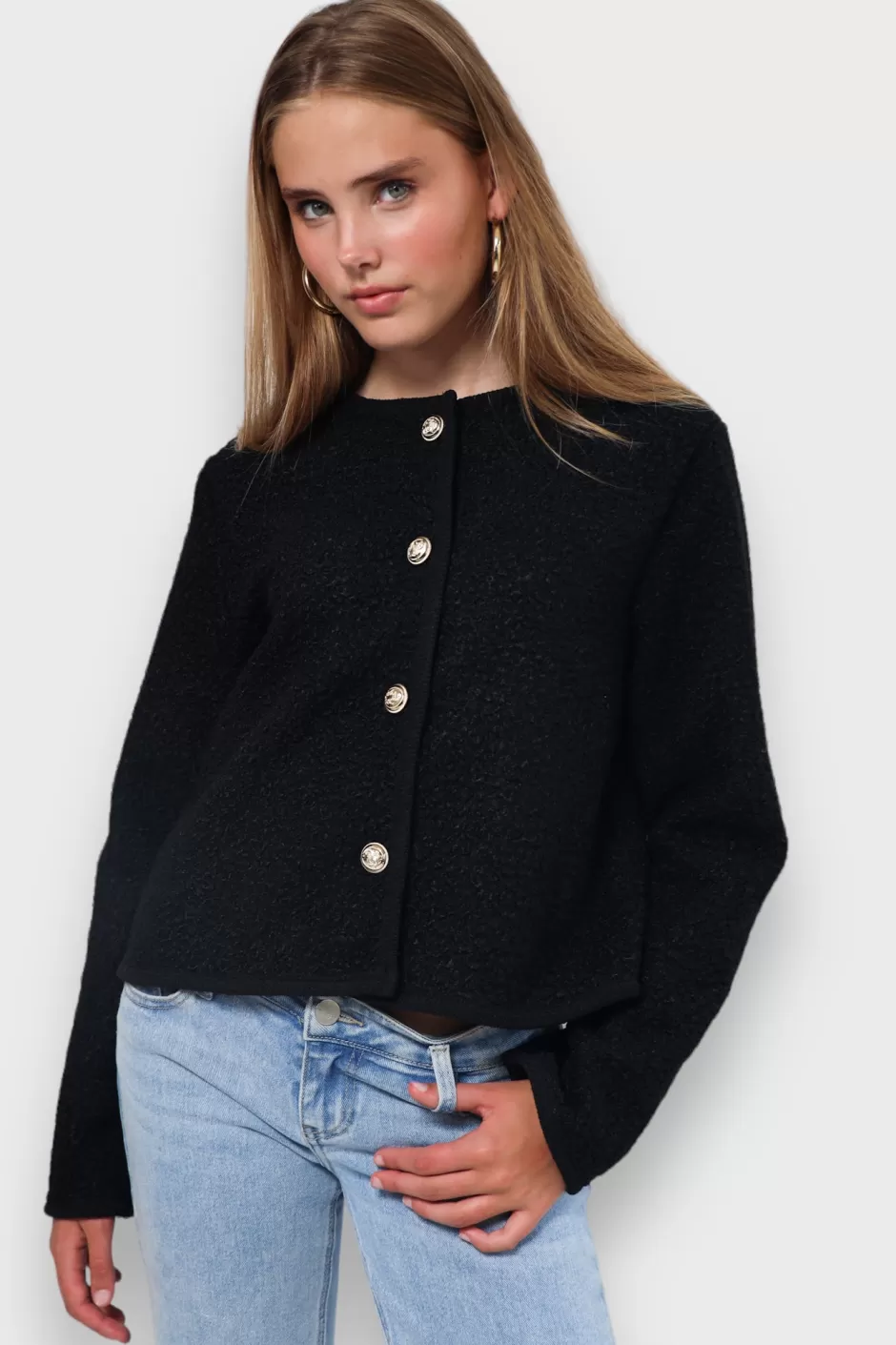 Store Meet Me There Teddy Cardigan Black