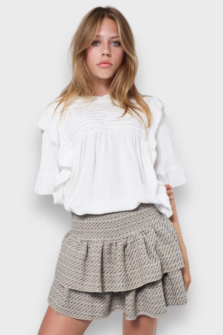 Cheap Meet Me There Tweed Skirt Grey