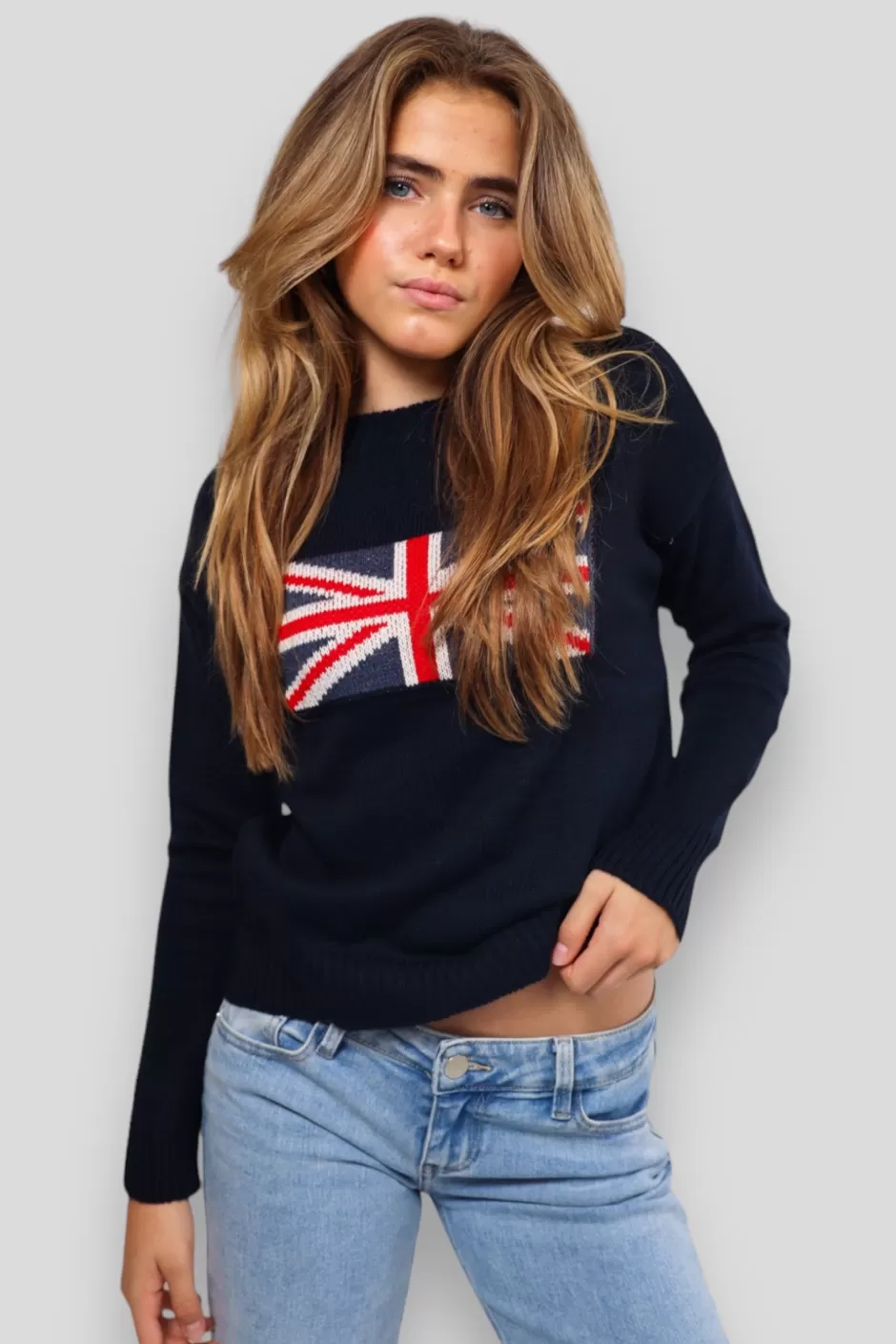 Cheap Meet Me There Uk Flag Sweater Navy