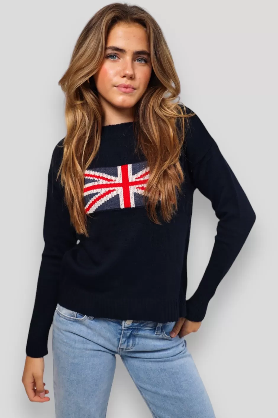 Cheap Meet Me There Uk Flag Sweater Navy