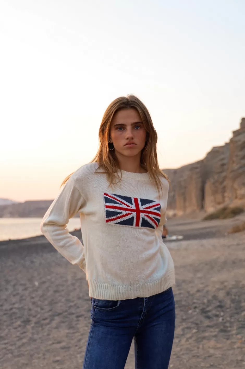 Clearance Meet Me There Uk Flag Sweater White